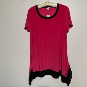EST. 1946 Vibrant Pink and Black Women's Short Sleeve Top Large New with Tags